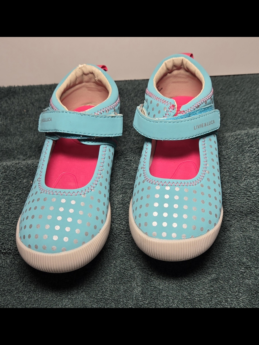 Livie & Luca Blue Polka Dot Mary Jane Shoes Toddler Size 10M